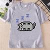 Unisex Graphic Tees Y2k Clothes Gothic Female Clothing Goth Kawaii Emo TShirt Funny Sleeping Cat T Shirt Pullover Tees