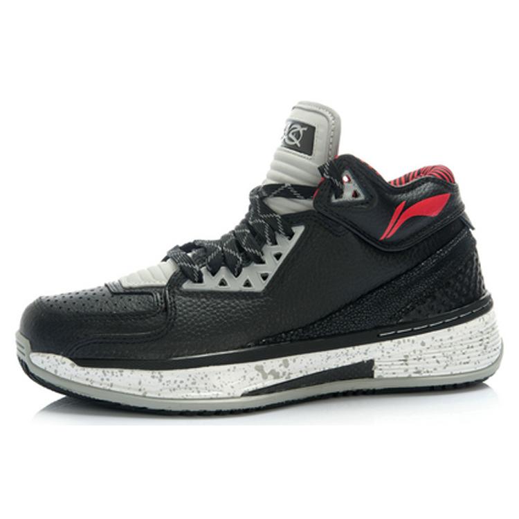 Li Ning WOW 2 Нескользящие, Износостойкие, Упругие Баскетбольные Кроссовки Средней Высоты Мужские Черно-Серый Белый ABAH017-2