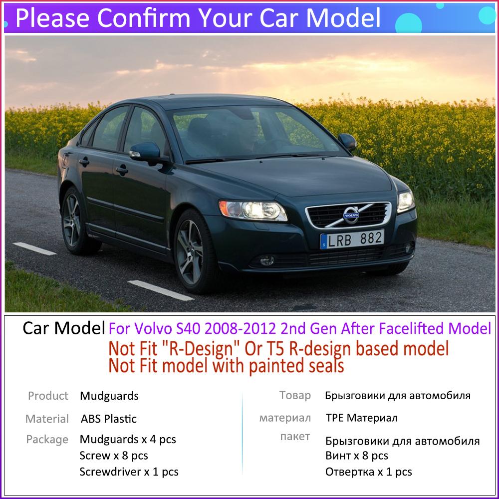 4X автомобильные брызговики для Volvo S40 2008 ~ 2012, автомобильные брызговики, передние и задние крылья, перегородка, автомобильные аксессуары, защита от брызг, 4 шт.