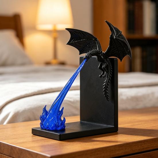 Витрина Украшения Дракон Пламя Уголок для Книг Декор, 3D Печатная Фигурка Огнедышащего Дракона, Светящаяся в Темноте Современная Настольная Модная Игрушка, Темное Украшение,
