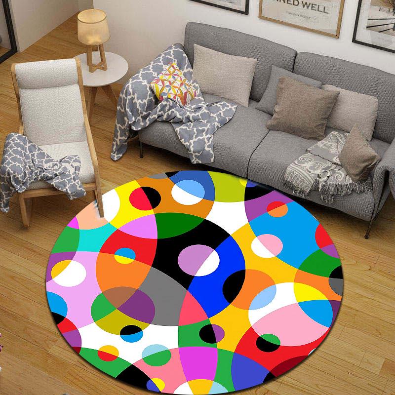 Boho Round Tiger Multicolor Accent Rug, Non-Slip Floor Mat for Kids Room