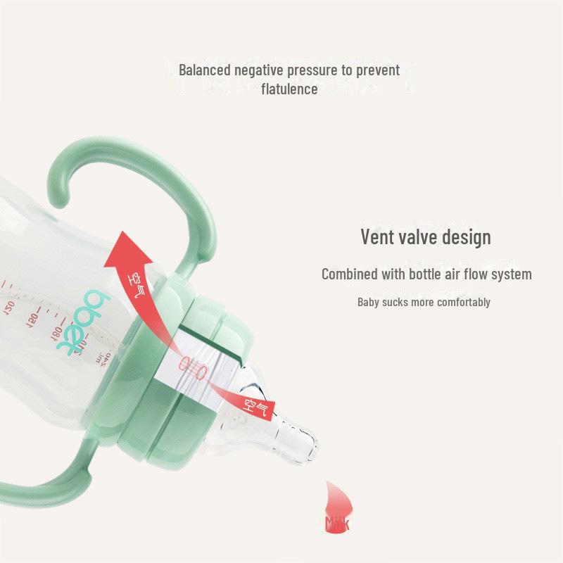 Детская бутылочка Baohui Babixiang с широким горлышком, ручкой и соломинкой, антиколиковая