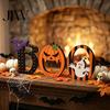 Halloween Tiered Tray Decor Wooden BOO Ornaments for Tabletop Decor, Boo Letter Wood Signs Creative Decorations Festive Holiday Home Party Solid