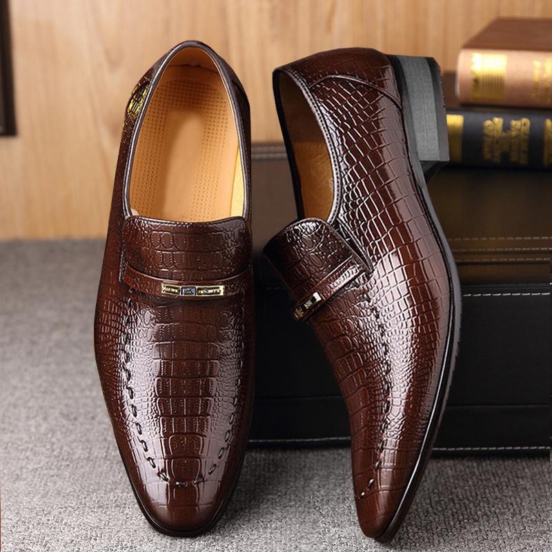 Mens Casual Leather Shoes Business Dress Shoes British Style Oxfords Shoes Wedding Shoes Big Size 38-48 Chaussure Homme Cuir
