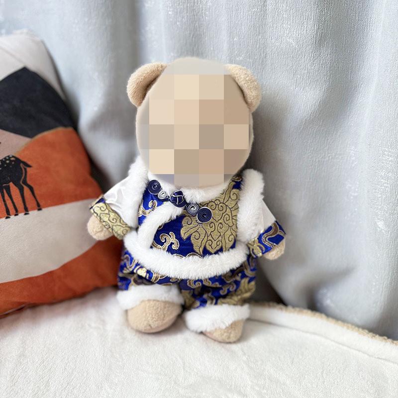 [Cloth Only] the Princess Style Clothes for 30cm Plush  Dolls, Checkered Puffy Skirt Set with Bow Headband.