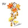 Waterproof Autumn Wall Art Fall Thanksgiving Static Window Clings, Pumpkin Maple Leaf Floral Glass Decorative Holiday Film Decals, Removable
