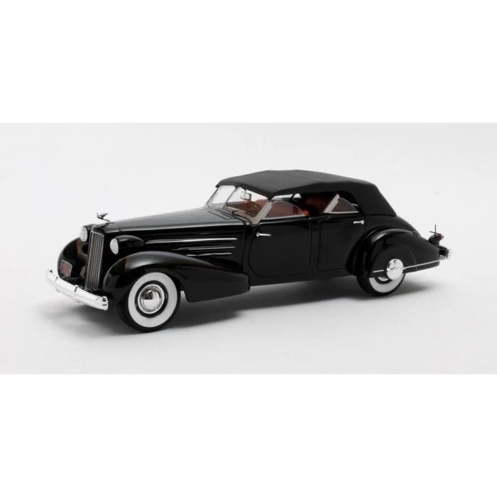 Miniatures montées - cadillac v-16 dual cowl sport pheaton fermée noire 1937 1/43 matrix