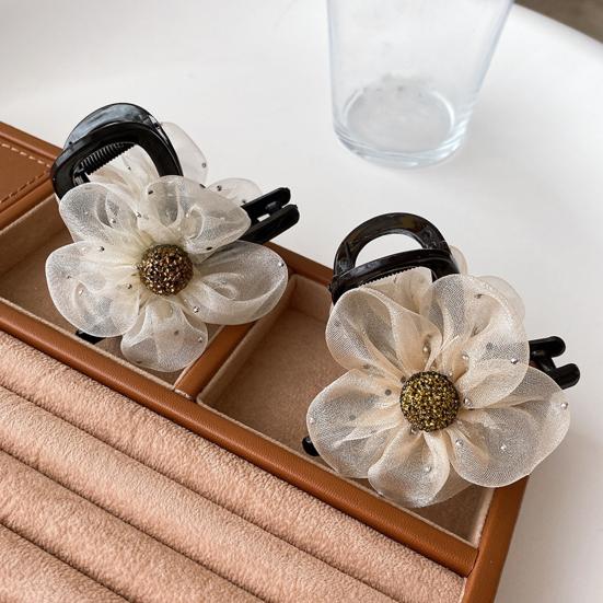 Женская заколка для волос, безопасная для кожи головы, марлевая заколка для волос с цветочным узором, долговечная, полузакрытая, конский хвост, зажим-акула, зажим для женщин, шиньон