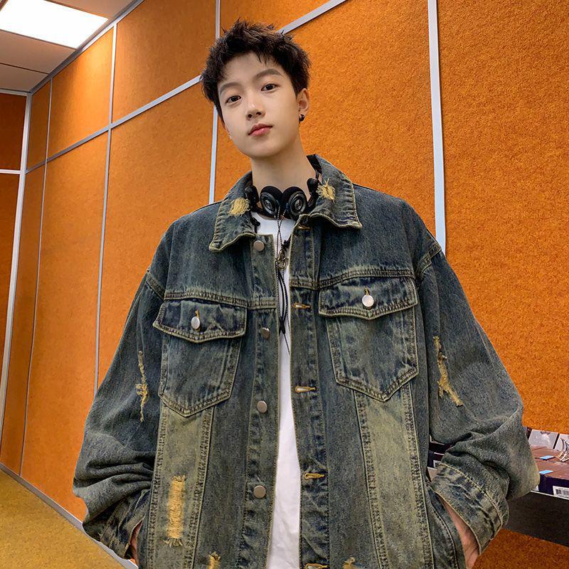 Men's Winter Lambswool Denim Jacket - Trendy American Style, Thickened with Velvet for Warmth, Hong Kong Inspired Fashion.