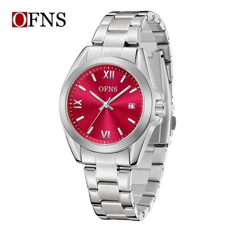 Fashion Ofns New Business Women Quartz Watch 3atm Waterproof Sun Pattern Dial Steel Strip Roman Scale Simple And Versatile