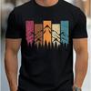 Summer New Men's Retro Color-blocked Mountain Forest Print Short-sleeved T-shirt - Casual Round-neck Versatile Top
