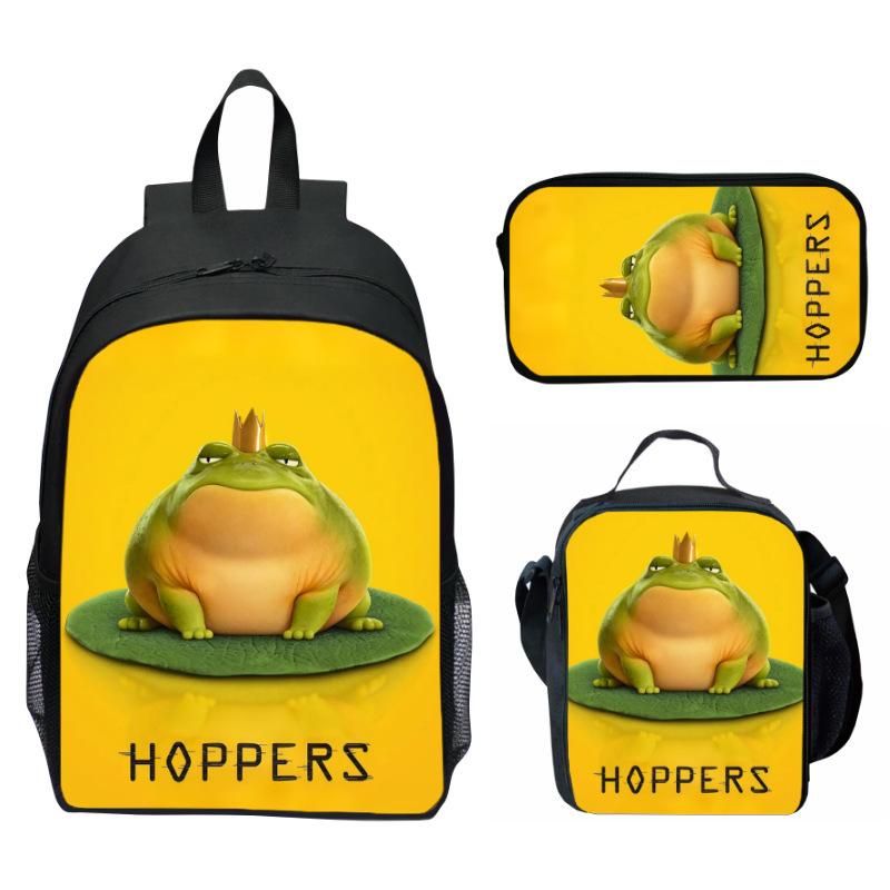 Hoppers Beaver Metamorphosis Print 3-Piece Set School Backpack Lunch Bag Pencil Case Cartoon Student Set