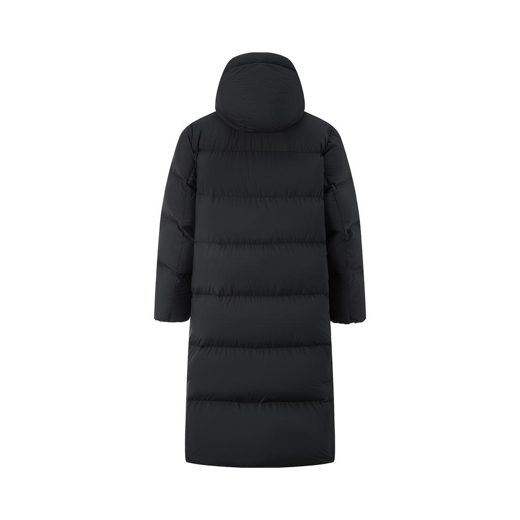 Li Ning Hot Pot Down Series свободная однотонная куртка с капюшоном, устойчивая к холоду, универсальная, длинная, женская верхняя одежда, черный цвет AYMU232-4