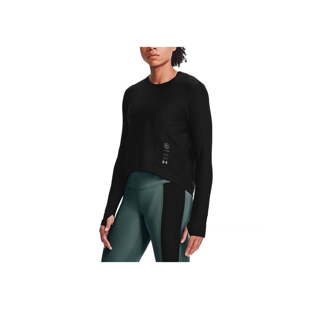 Under Armour Однотонная футболка для бега с длинным рукавом, женская, черная 1359797-001