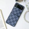 Подходит для чехла телефона Samsung Zflip3 Ретро Клетка Ностальгический Коричневый Простой Защита от падения Кожаный Нишевая Нейтральная Модель