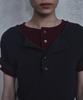 PARADIGMFILM [Ep.02] Slub Layered Henley Neck Knit Top (Charcoal)
