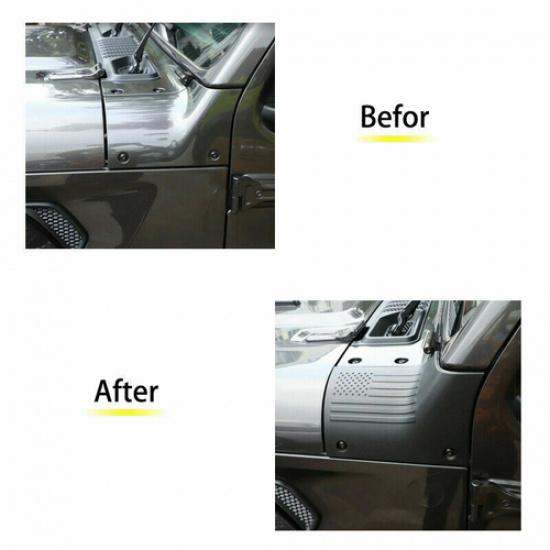 Cowl Body Armor Cover Corner Guards US Flag For Jeep Wrangler JL JT 2018+ Black