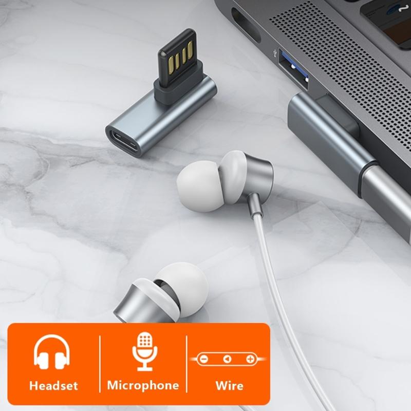 Угловой 90° USB на Type-C Адаптер-Коннекторы Реверсивные Штекеры Поддержка Встроенного Управления для Легкого Использования в Тесном Пространстве