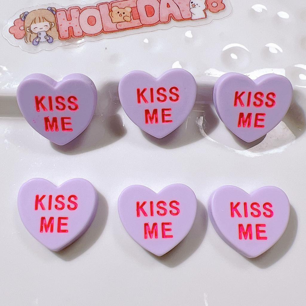10 шт. Новые Милые Мультяшные Сердечки Серии KISS ME Плоская Основа Украшение Бижутерия Банты Аксессуары