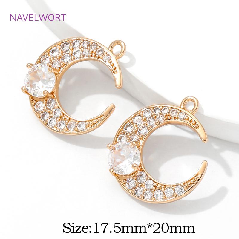 Multi Styles 18K Gold Plated Inlaid Zircon Charms Pendants For Jewelry,Brass Decorative Pendants,DIY Earring Making Accessories
