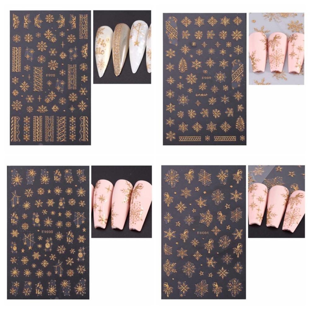 DIY Шармы для ногтей Рождественские Бронзовые Наклейки для ногтей Рождественские Украшения для ногтей в виде снежинок Девочки