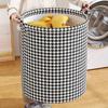 Foldable Houndstooth Laundry Hamper, Modern Fabric Storage Basket with Handle, Versatile for Bedroom, Bathroom, Living Room