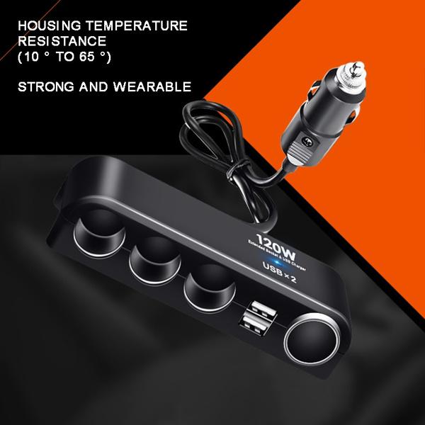 Автомобильный 4-канальный разветвитель для прикуривателя 120 Вт двойной USB зарядный удлинитель адаптер