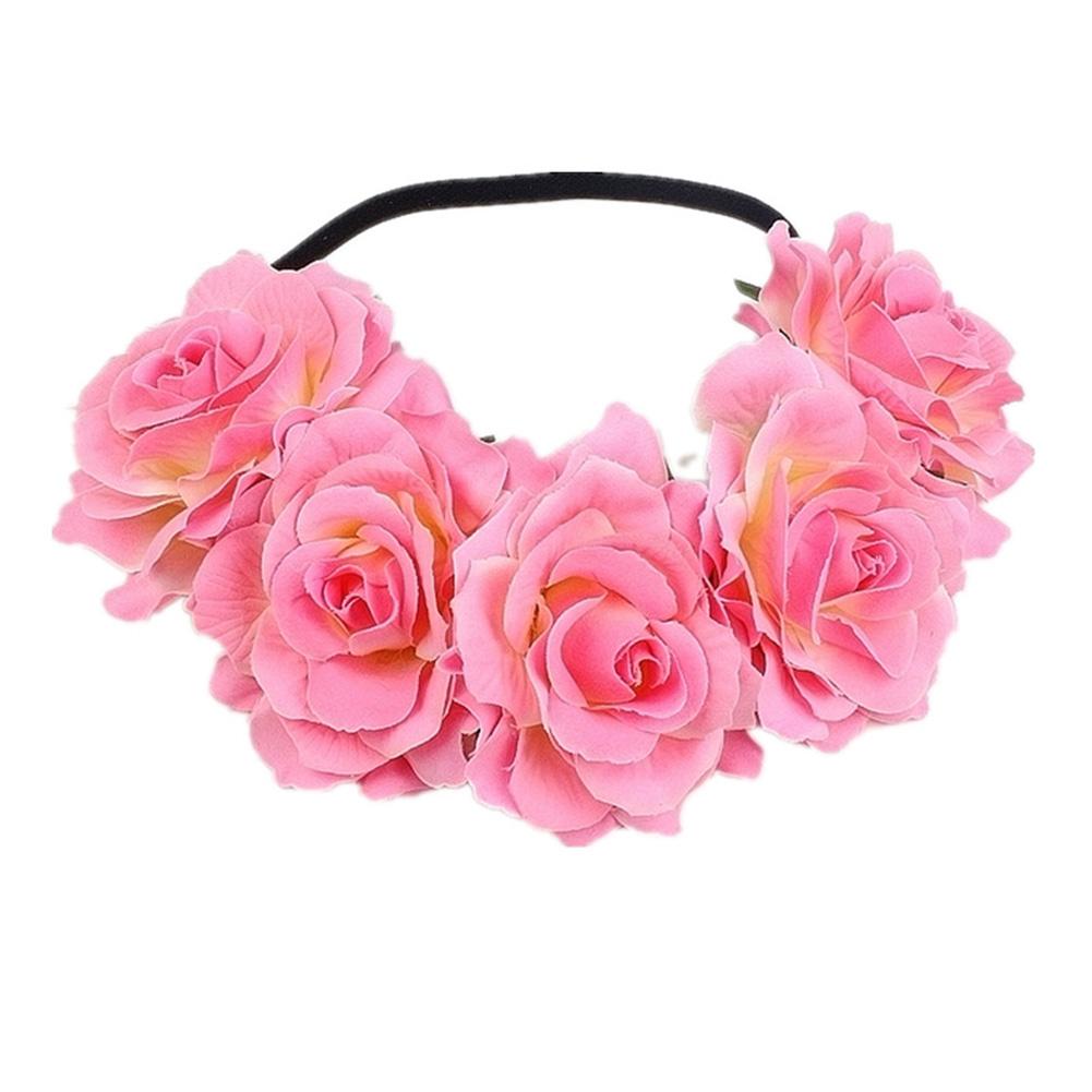 Artificial Flower Garland Rose Love Shape Wreath Headband Silk Rose Wedding Car Decor