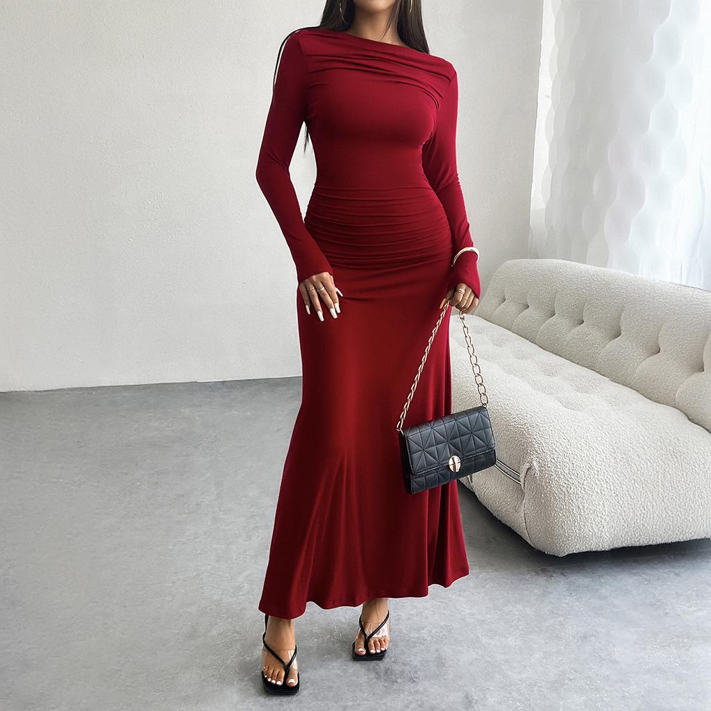 New Women'S Clothing Daily Temperament Elegant Casual Pure Desire Sexy Printed Jumpsuit Long Skirt Light Dress High-End Party Dress
