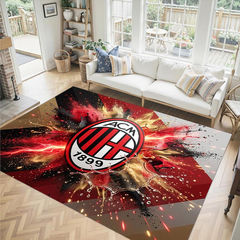 Дизайн AC Milan Кристальный Велюровый Ковер Уютный Не?Нескользящий ковер с принтом для спальни, гостиной, прихожей
