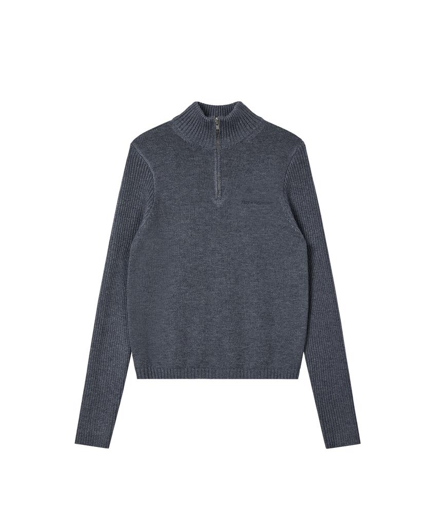 REST&RECREATION Slim Fit Half Zip-Up Knit - Gray
