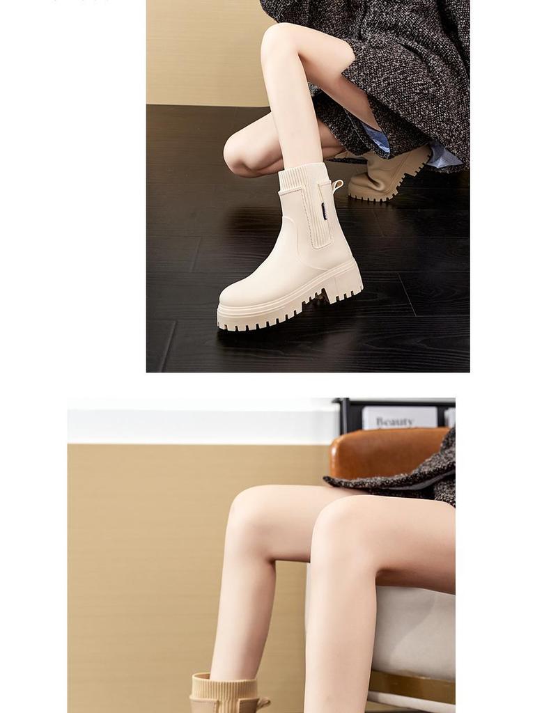 Женские эластичные резиновые сапоги Chelsea, средней высоты, водонепроницаемые, нескользящие; Идеально подходит для ношения на открытом воздухе.