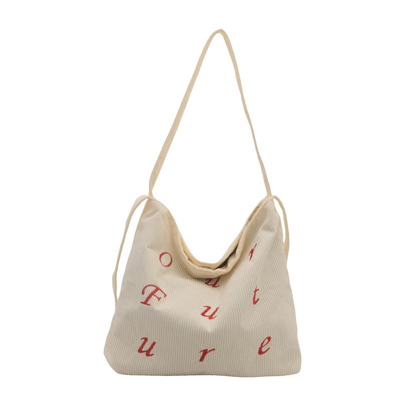 Холщовая сумка большой вместимости для женщин Новая сумка через плечо в ленивом стиле Модная сумка-тоут с надписью Простая сумка для поездок на работу
