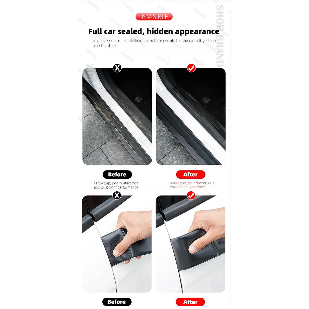 12PCS Car Door Seal Strip Rubber Double Layer Sealing Protector Soundproof Strip Dustproof Seal Strip For Tesla Model S 3 X Y