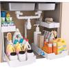 NATURE'S SOURCE [Set of 2] Under-Sink Storage Rack with 2-Tier Sliding Drawers, L-Shaped Kitchen Storage Rack, Under-Bathroom Storage, Small Organizer