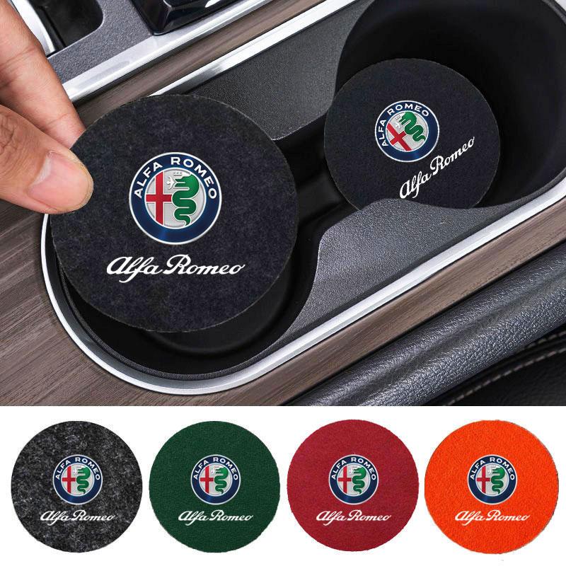 Car Water Coasters Non-slip Insulation Pad Round Cup Groove Mat For Alfa Romeo giulia stelvio giulietta 159 147 156 AccessoriesLR1