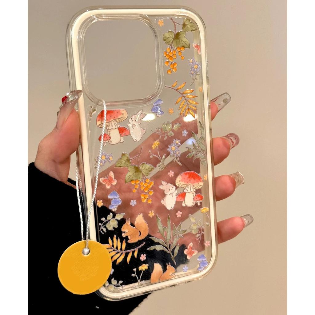 Милый лесной кролик Подходит для чехла для мобильного телефона Apple iPhone17/16Pro 15 2-в-1 13 Нишевый 14 Прозрачный