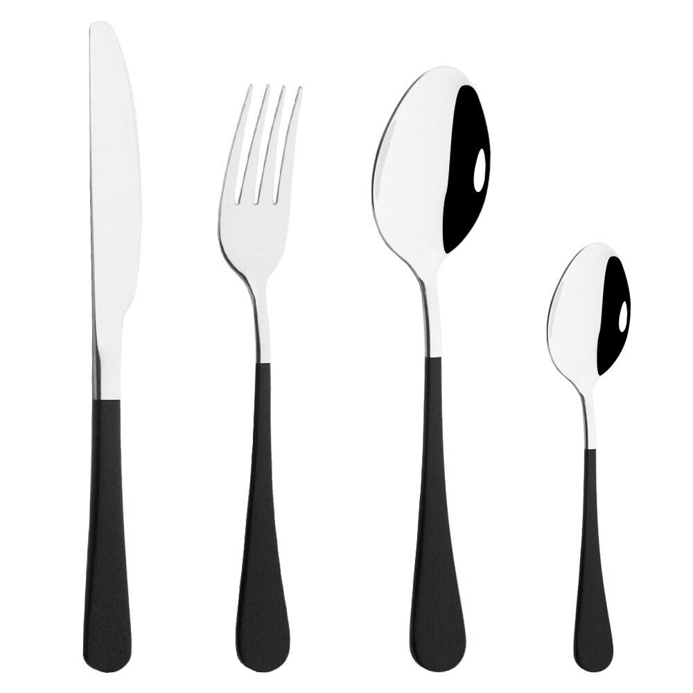 Посуда Западный золотой набор столовых приборов Набор столовой посуды из нержавеющей стали Черное золото Кухонный нож Вилка Набор ложек Столовые приборы Серебро