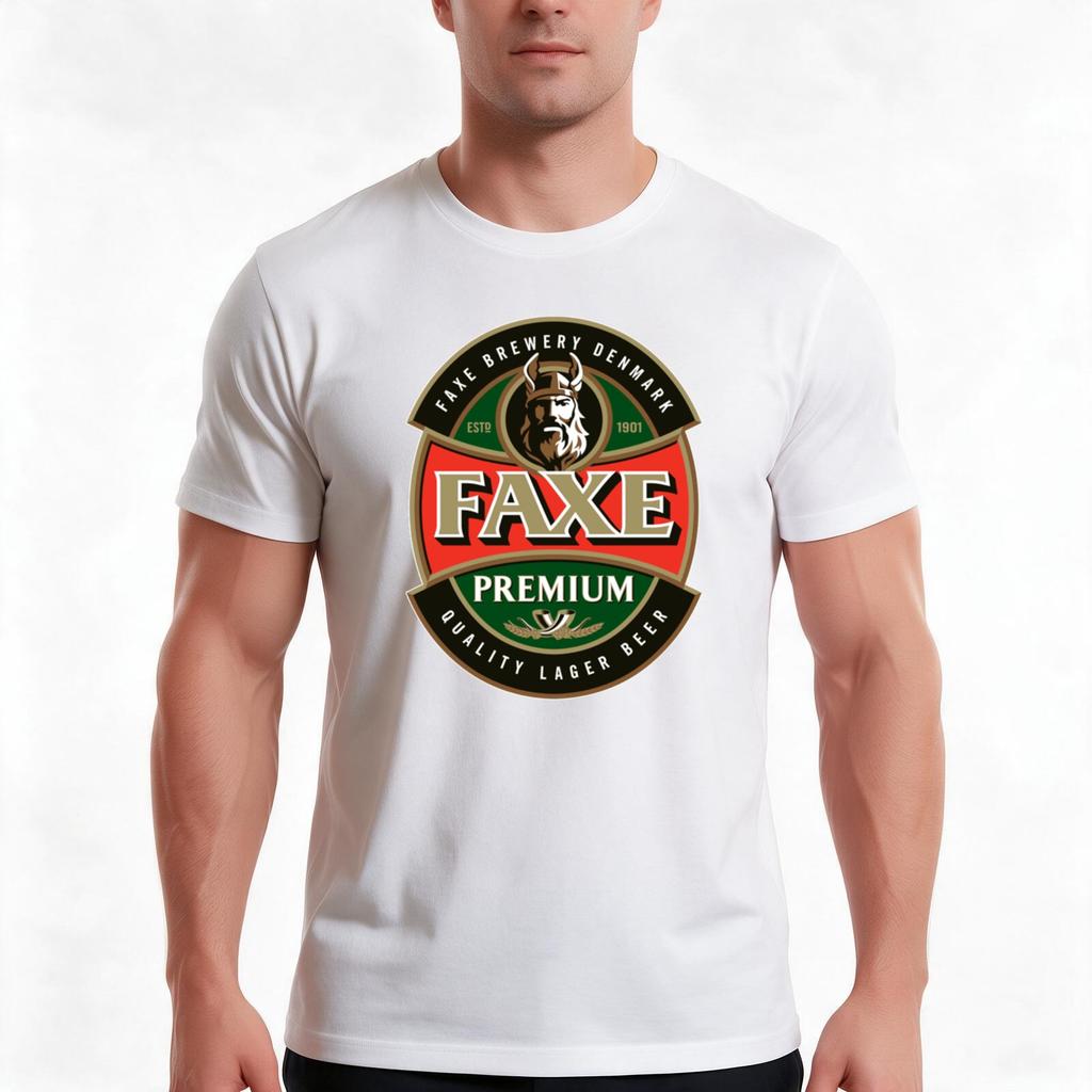 Faxe Premium Beer Tshirt Summer Casual Cotton Tee Oversized Streetwear Tops Vintage Graphic Print Loose Fit Short Sleeve
