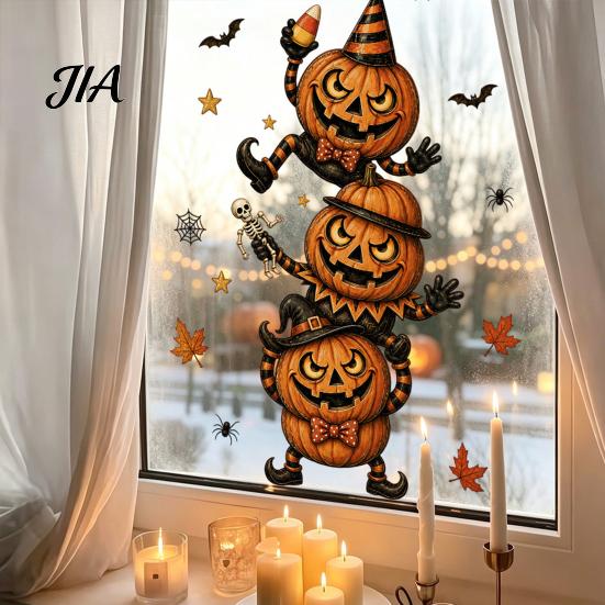 Indoor Outdoor Decorative Clings Halloween Window Clings, PVC Waterproof Static Decals, Removable Festive Wall Stickers