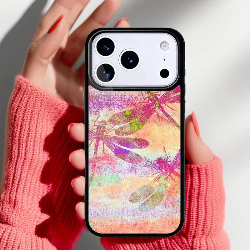 Чехол для телефона с узором «Стрекоза» для iPhone 17 16 15 14 13 Pro Max Задняя крышка для 12 11 Pro Coque