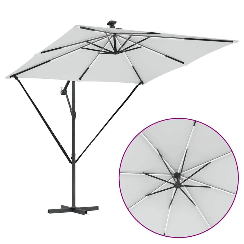 Cantilever Banana Sun Umbrella Sand 249 x 249 x 250 cm Polyester and Aluminum