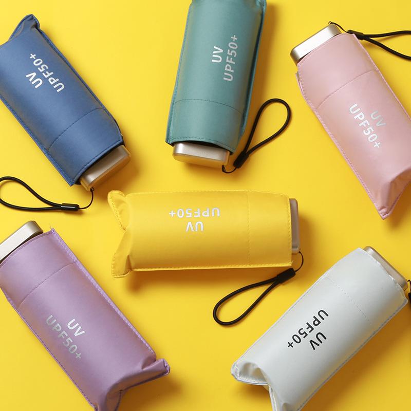 Ultra-Light 14cm Black Coating Sun Umbrella UPF50+ Compact Folding Portable Rainproof Shade for Women Travel Beach Essential