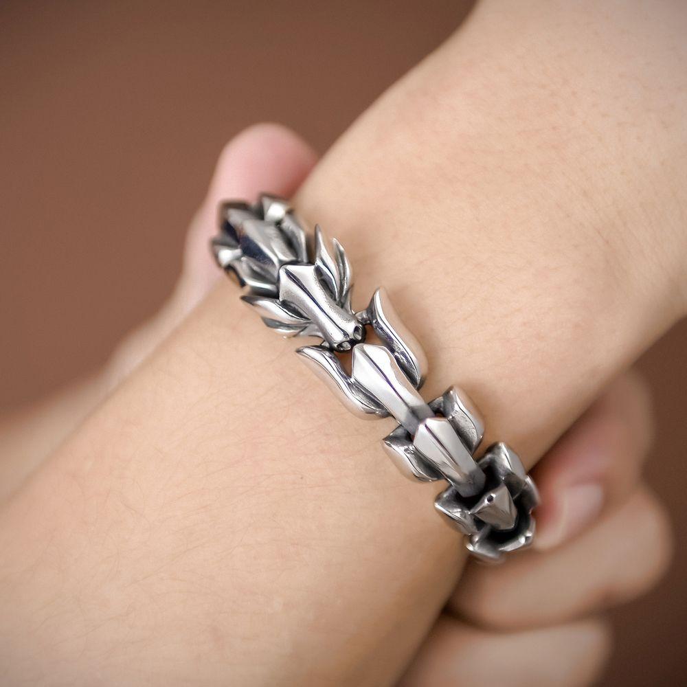 Silver Retro Dragon Hip-hop Men's Accessories Teenager jewelry Chain Bracelet Gold Dragon Bracelet