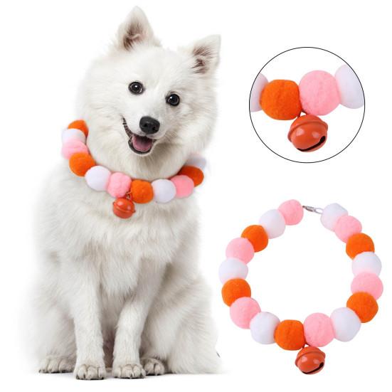 Ошейник для собак с помпонами, декоративное высокоэластичное ожерелье с воротником принцессы в форме кошки с