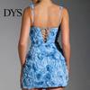 Платье на выпускной Женское Вечернее 3D Роза Квадратный вырез Без рукавов Облегающее Подтяжки Открытая спина Однотонное Легкое Коктейльное Мини Трехмерное