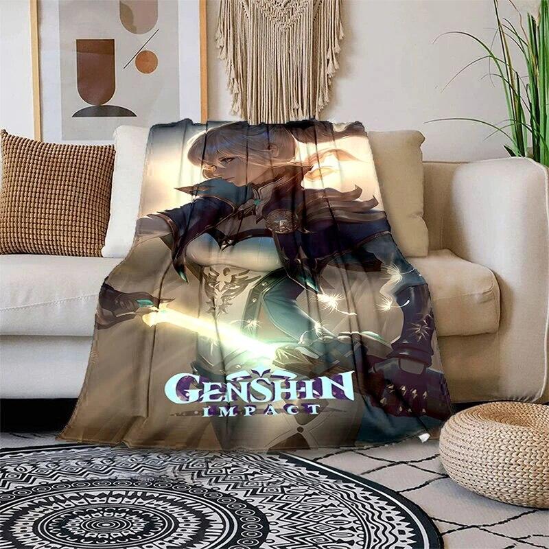 Genshin Impact мягкий плюшевый диван-кровать, современное фланелевое одеяло с героями мультфильмов, Gedruckt Bettdecke Geschenk, одеяла для пикника