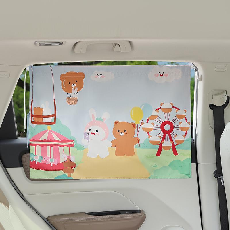 Автомобильные мультяшные шторы Универсальные присоски Типа автомобильные солнцезащитные шторы для боковых окон Защита от солнца Теплоизоляция Боковые солнцезащитные шторы для окон