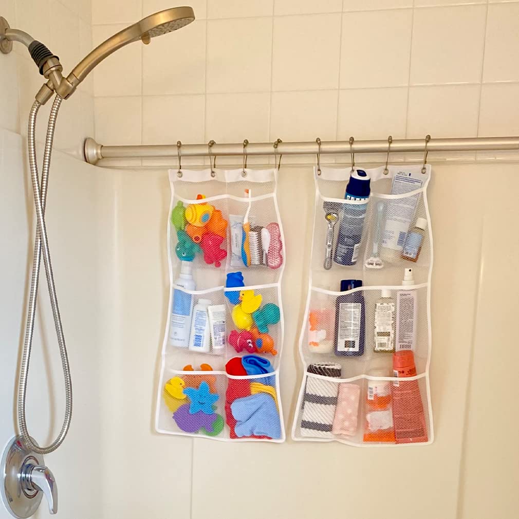 Wall Hanging Storage Bag Multiple Compartments Mesh Shower Storage Pouch Home Toiletries Organizing Bag Bathroom Accessories