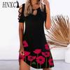 HNXC 13 Цветов Женщин Цветочный Принт Платье Лето Сексуальное Короткий Рукав О-Образным Вырезом Мини Платья Женский Винтаж Элегантное Платье